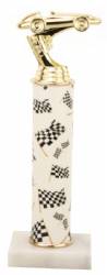 Racing Trophy - Asian Marble Base - Racing Flags - B/W - Choose Your Size