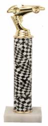 Racing Trophy - Asian Marble Base - Checkered Flag - B/W - Choose Your Size