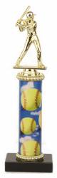 Female Softball Trophy - Black Marble Base - Softball Column