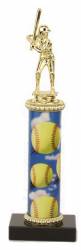 Female Softball Trophy - Black Marble Base - Softball Column