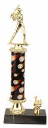 Female Softball Trophy - Black Marble Base - Flame Column