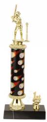 Girl's T-Ball Trophy - Black Marble Base - Flame Column