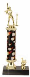 Boy's T-Ball Trophy - Black Marble Base - Flame Column