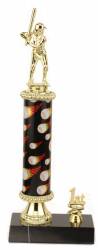 Female Softball Trophy - Black Marble Base - Flame Column