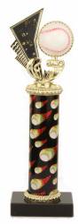 Baseball or Softball Spinner Trophy - Black Marble Base - Flames