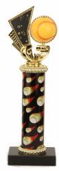 Female Softball Trophy - Black Marble Base - Flame Column