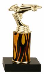Racing Trophy - Black Marble Base - Derby Car - Choose Column - 7.0"