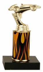 Racing Trophy - Black Marble Base - Derby Car - Choose Column - 7.0"