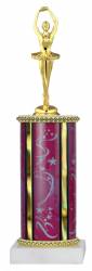 Female Ballerina Trophy - Marble Base - Pink Dance Column - Wide Oval