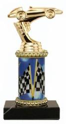 Racing Trophy - Black Marble Base - PC-174 Race Flags Column - 6.5"
