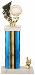Baseball Trophy - Asian Marble Base - Prism - Blue/Gold