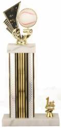 Baseball Trophy - Asian Marble Base - Prism - Silver/Gold