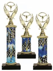 Racing Trophy Set of 3 Deluxe - Pinewood Derby - Pinecar - Choose your Column Color