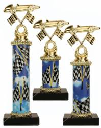 Racing Trophy Set of 3 Deluxe - Pinewood Derby - Pinecar - Choose your Column Color