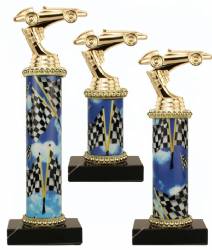 Racing Trophy Set of 3 Deluxe - Pinewood Derby - Pinecar - Choose your Column Color