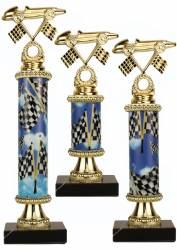 Racing Trophy Set of 3 Deluxe - Pinewood Derby - Pinecar - Choose your Column Color