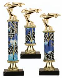 Racing Trophy Set of 3 Deluxe - Pinewood Derby - Pinecar - Choose your Column Color