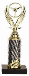 10" Racing Trophy - Black Marble Base - Aluminum Column - Black