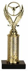 10" Racing Trophy - Black Marble Base - Aluminum Column - Gold/Gold