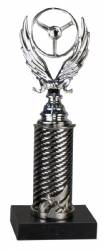 10" Racing Trophy - Black Marble Base - Aluminum Column - Silver/Black