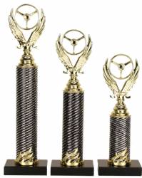 Racing Trophy Set of 3 - Black Marble Base - Aluminum Column - Gold/Black