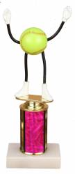 Bendable Softball Trophy - Marble Base - Pink Column