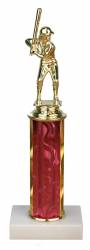 Female Softball Trophy - Marble Base - Pink Column