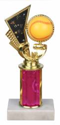 Spinner Softball Trophy - Marble Base - Pink Column