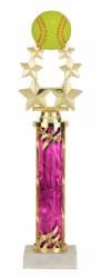 Female Softball Trophy - Marble Base - Pink Column