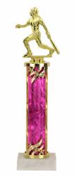 Female Softball Trophy - Marble Base - Pink Column