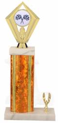 Racing Trophy - Asian Marble Base - Star Blast - Orange/Gold