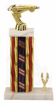 Racing Trophy - Asian Marble Base - US Flag - Gold