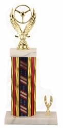 Racing Trophy - Asian Marble Base - US Flag - Gold