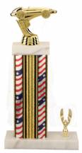 Racing Trophy - Asian Marble Base - US Flag - Gold